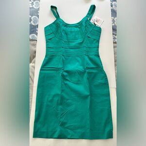 Calvin Klein, sz 10, teal, polished cotton, lined, adj strap dress. New $65.